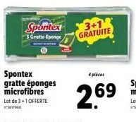offre spéciale : lot de 4 gratte-eponges microfibres spontex - 3+1 gratuite! 269€.