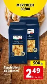 vente flash: 500 g de conchiglioni ou paccheri italiamo à seulement 1,49€ !
