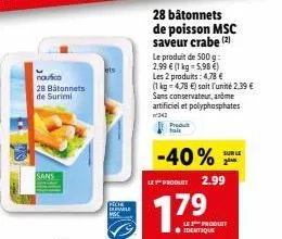 offre spéciale nautica: 2x 28 bâtonnets de surimi à 2,39 €/kg - sans conser!