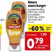 amora burger et amora sauce burger - promo -1kg offert!