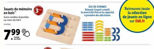 Jouets de Mémoire en Bois 3 en 1 - Stimulez l'Esprit Créatif - 7,99€ - Disponible chez Lidl.fr!