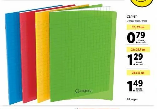 cahier cambridge : 96 pages, 3 formats au choix, à partir de 0,79€ !