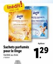 Découvrez les Sachets Parfumés Doussy pour le Linge - 4 pièces aux Variétés au Choix - Freshness Gold Blossom - 29€ ! Inédit chez Lidi.