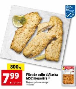 2 Filets de Colin d'Alaska MSC Meunière à 7.99€ : Pêche Durable ! 800g.