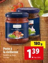 Nouveau au Menu : Pesto sicilien ITALIANO Pats al Trop -180g à 7.72€/kg!
