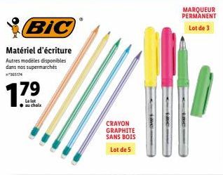 BIC - Lot de 8: Crayon Graphite Sans Bois (5) et Marqueur Permanent (3) - Profitez de la Promo!