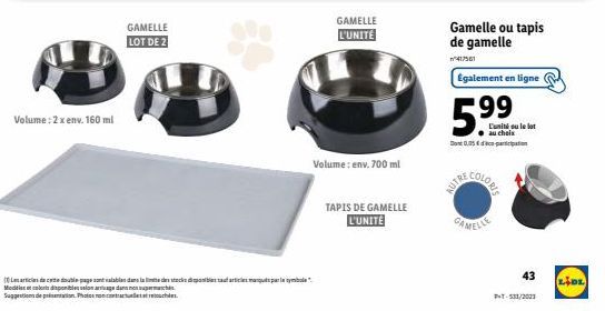 Lot de 2 Gamelle - Env. 160 ml et 700 ml - Prix Double pour le Plaisir!