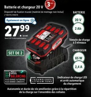 SET DE 2: Profitez de la Promotion 27.99 €. Dent007 Parte Balançoir 20V Batteries & Chargeurs pour plus d'Autonomie et de Durabilité. Prix 380751/418076. Matériel de Montage Non Inclus.