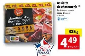 trouvez votre assiette de charcuterie france à 4.49€ - jambon cru, rosette, coppa & bacon ant 5888 char l l xl xxl
