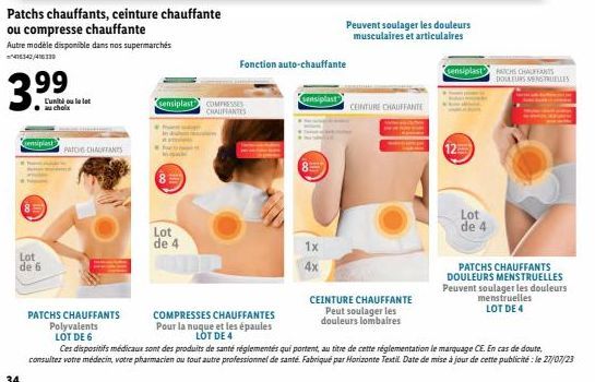 Lot de 6 Patchs Chauffants à 3.99€ : Offre Exclusive et Autres Modèles Disponibles !