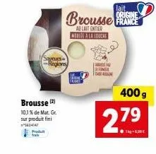 saveurs brousse france: lait au lait enter modige alla louche - 10,1% mat. gr. à 2,79€/kg