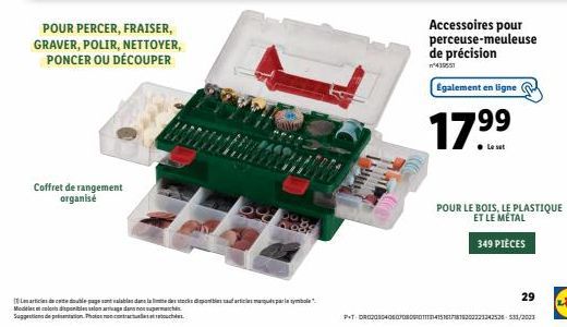 Gardez votre Coffret de Rangement Organisé 5080 200 bien organisé avec la promo et les caractéristiques : Pour Percer, Fraiser, Graver, Polir, Nettoyer, Poncer ou Découper!