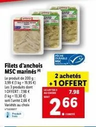 offre spéciale: filets d'anchois msc marinés gorr17 à 2,66€/unité - 1 offert pour 3 achetés!