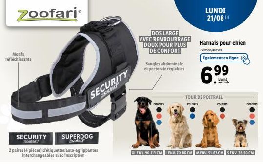 SUPERDOG Safari: Harnais Avec Rembourrage Doux et Sangles Réglables - LUNDI 21/08 Promo!