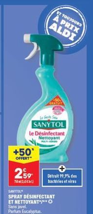Prenez soin de votre santé avec SANYTOL: Désinfectant Nettoyant à l'Eucalyptus +50* OFFERT, PRIX ALDI 050 GRATUIT!