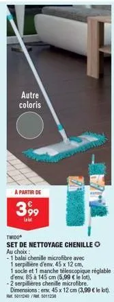 twido set de nettoyage chenille: autre coloris à partir de 399, balai, serpillière, socle, manche réglable!