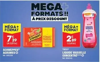 schweppes agrumes méga+ format: 11,45 € en formats familiaux avec une réduction!