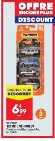 5 Véhicules Matchbox À Partir de 69,99€ - Set à Rat 5011155 - Offre Spéciale de 3 Ans