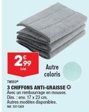 Rembourrage en mousse TWIDO: Offre spéciale 3 Chiffons Anti-Graisse - dim. 17x23 cm - 4991369