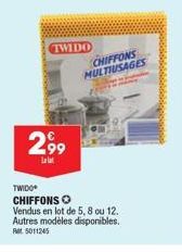 Lot de Chiffons Multiusages Twido : 5, 8 ou 12 à 2,99 € - Autres modèles disponibles - Ret 5011245