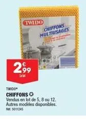 lot de chiffons multiusages twido : 5, 8 ou 12 à 2,99 € - autres modèles disponibles - ret 5011245