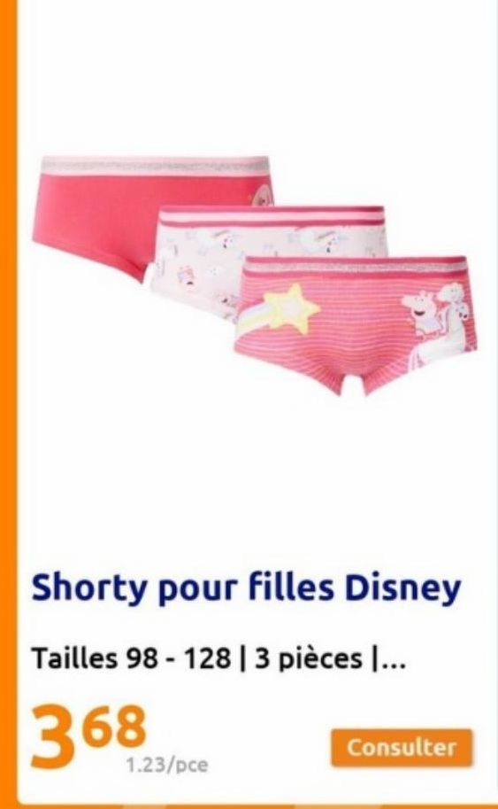 shorty pour filles Disney