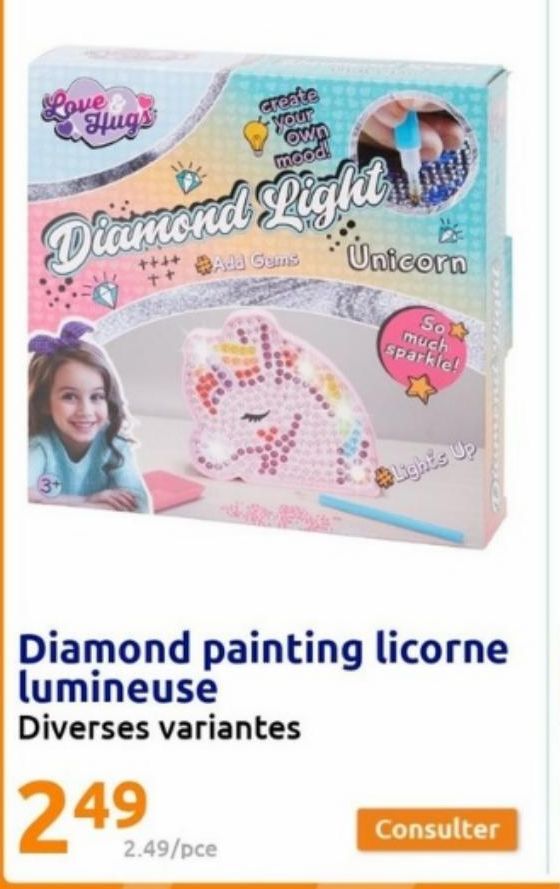 Diamond painting licorne lumineuse