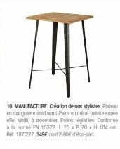 Table Design - Manguier Massif/Métal, Peinture Noire - EN 15372 L 70 x P 70 x H 10.