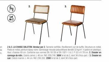 Lot de 2 Chaises Dalston en Cuir de Buffle avec Structure en Métal & Peinture Époxy Noire