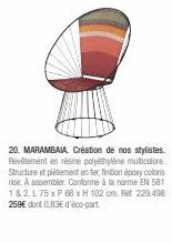 MARAMBAIA : Résine Polyéthylène Multicolore, Époxy Noire et En Ter - Meuble Conforme à EN 581 - 75 x L.