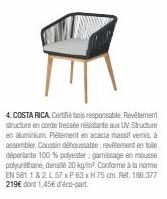 Salon de jardin Costa Rica : Bois Responsable, Corde Tressée, Aluminium & Acacia Massif ! Promo + Coussin Déhoussable !