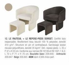 Autorisez-vous du Luxe Responsable ? | Le Futeuil Dorset avec Repose-Pieds | Pin, Polyuréthane, Polyester | Promo à Saisir !