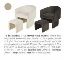 autorisez-vous du luxe responsable ? | le futeuil dorset avec repose-pieds | pin, polyuréthane, polyester | promo à saisir !