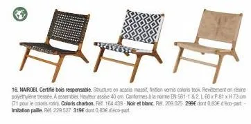 fauteuil nairobi - bois responsable - finition teck - assise 40cm - en 5 - assembler - à partir de 99€!
