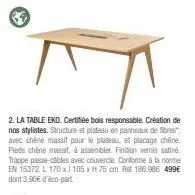table eko en chêne massif : structure et plateau certifié bois responsable, promo spéciale, création de nos stylistes.