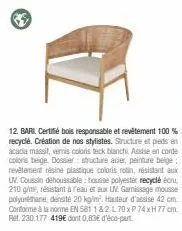 le bari certifié: un siège en bois responsable et recyclé au design unique de nos stylistes!