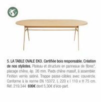 Table Ovale EKO Responsable : Plateau et Structure en Chêne, Pleds à Assembler, Vemis Sati.