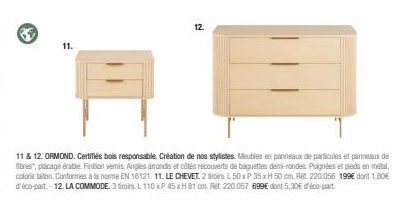 Meubles 11 & 12 ORMOND - Bois Responsable Certifié, Angles Arrondis, Finition Vernis - Promo !