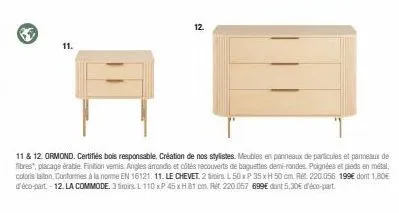 meubles 11 & 12 ormond - bois responsable certifié, angles arrondis, finition vernis - promo !