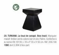 canapé turkana en bois - 35 x 35 x 50 cm - finition noire et vernis - en conformité avec en 16139 - 199€.