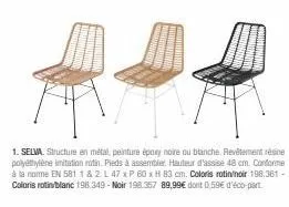 selva : fauteuil en métal et polyéthylène, h. assise 48cm, conforme en 581 1 & 2.