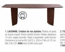 luxueux meuble teinté foncé en acacia massif - lausanne: 15mm épais, arrondi & conforme norme en15!