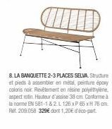 Banquette 2-3 Places Selva - Robuste & Confortable - Revêtement Résine PE & Métal - Norme EN 58 - 38 cm d'Assise.