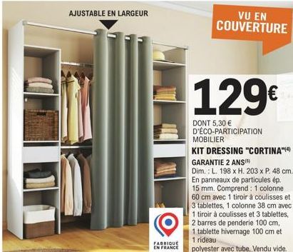 Kit Dressing 'Cortina' (4) - Fabriqué en France - Dim. L. 198xH. 203xP. 48 cm - Garantie 2 Ans - 129€ - 5,30 € d'éco-participation !