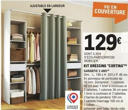 kit dressing 'cortina' (4) - fabriqué en france - dim. l. 198xh. 203xp. 48 cm - garantie 2 ans - 129€ - 5,30 € d'éco-participation !