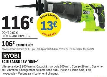 Promo E.Leclerc : Économisez 10€ sur l'Achat d'un Produit RYOBI du 05/04/2023 au 16/08/2023 !