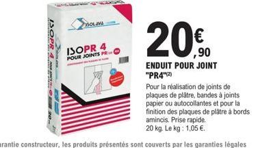 ISOPR 4, 20% de Réduction : Enduit Joint d'Isolation PR4(2) pour Plaques de Plâtre, Papier et Autocollants