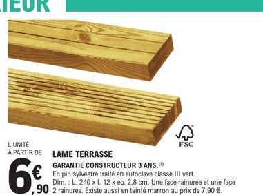 Lame de Terrasse Pin Sylvestre - 2,8cm d'Épaisseur - 6% de Réduction - Garantie Constructeur 3 Ans.