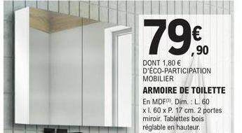 Armoire de Toilette en MDF - 77€ ! 2 Portes Miroir et Tablettes Bois Réglables. Une Offre Immanquable !