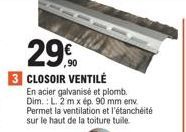 Offre Spéciale - Chau Closoir Ventilé En Acier Galvanisé & Plomb - 29€ - L. 2m x Ép. 90mm